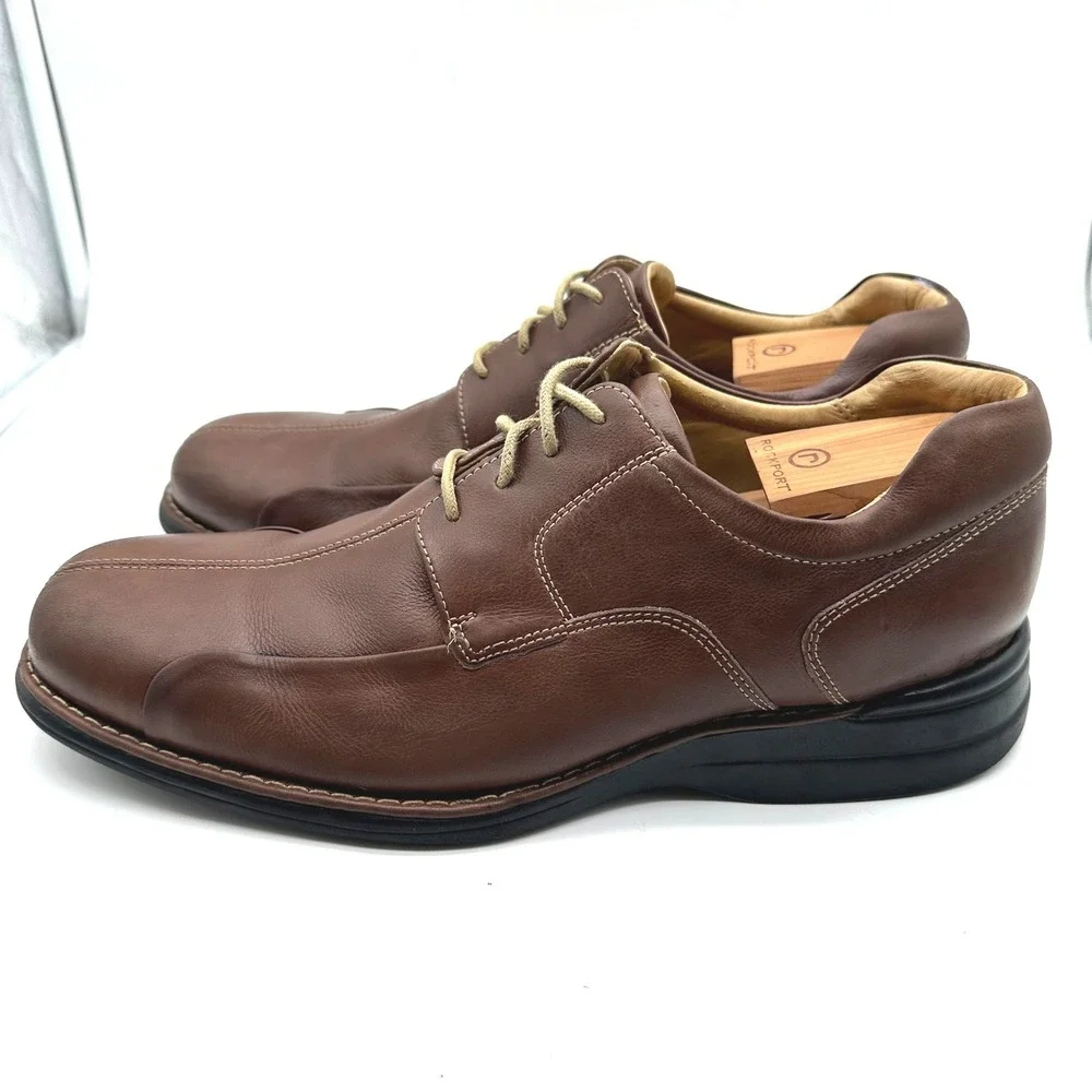 Johnston & Murphy Shuler Bicycle Mens Brown Leather Oxford Dress Shoes 12 M